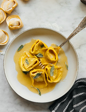 Load image into Gallery viewer, Pumpkin and Ricotta Tortelloni with (optional) Seasonal Sauces