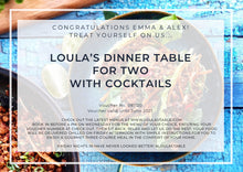 Load image into Gallery viewer, GIFT CARD: Loula&#39;s Dinner Table for Two!
